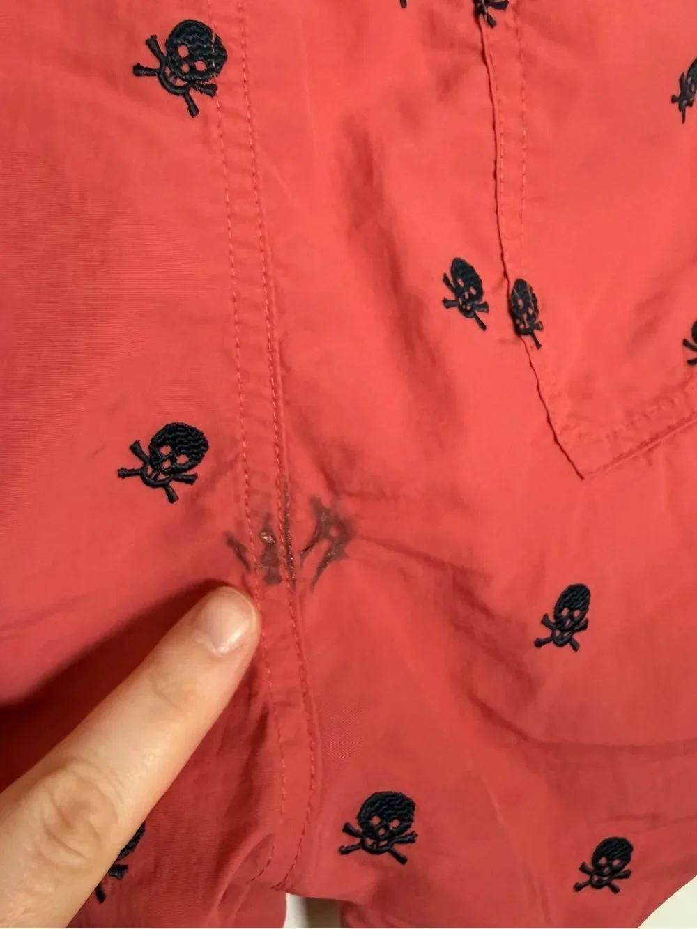 John Varvatos Swim Trunks Mens Sz 31 Pink Skull Bones Embroidered Beach Resort